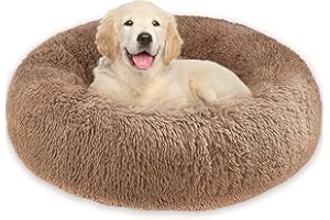 Whome Donut Dog Bed - Cat Bed Round Warm Cuddler Soft Fluffy Pet Beds for Cats or Dogs - Anti-Anxiety and Better Sleep - Anti-Slip Bottom - Machine Washable (70CM * 70CM, M, Brown)