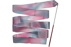 LuenHego Dance Ribbons Sparkling Gymnastics Ribbons 78.7 Inch Ribbon Streamers with 11.6inch Sticks, Baton Twirling Ribbon for Artistic Dancing and Rhythmic Gymnastics