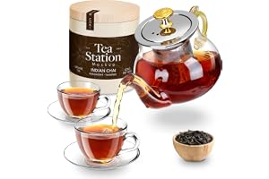 Glastekanna, tål temperatur från -20 ℃ till 180 ℃, 400 ml tekanna med rostfritt sil av livsmedelskvalitet, placerad på spishäll, mikrovågsugn eller diskmaskin 100 % handgjord tekanna, glas tekanna
