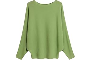 FULIER Boot-Ausschnitt Batwing Ärmel Dolman Lose gestrickte Pullover und Pullis Pullover Tops für Frauen