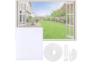 MOGITO Moustiquaire Fenetre Recoupable, Filet Anti-Insectes avec Bande Auto-Agrippante, Moustiquaire Adhésive pour Fenêtre, Auto-Adhésive et sans Perçage (110x130cm, Blanc)
