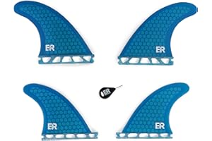 Eisbach Riders Tavola da surf Future in fibra di vetro Honeycomb Quad Fin Set con Fin Key – pinne per tavola da surf e SUP (blu)