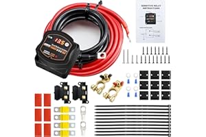 Aischens 5m Wasserdichtes Split Charge Relay Kit, 12v 140amp Dual Battery Isolator FüR Truck Caravan Yacht Batterie Controller Spannungsempfindlich Mit Led Screen Display