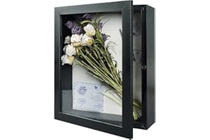 Muzilife 3D Holz Bilderrahmen mit Öffnung zum Befüllen 28x35cm Objektrahmen mit Stecknadeln und Dübel für DIY Display Shadow Box Ostern Geschenk für Familie Freunde Büro oder Muttertag Schwarz