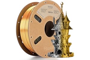 ERYONE Jedwabny dwukolorowy filament PLA ,drukarka 3D, 1,75 mm, -0,03 mm, filament współwytłaczany, PLA, błyszczący filament 1 kg, jedwabny, czarny, złoty
