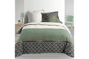 Douceur d'Intérieur Pościel 3-częściowa, 240 x 220 cm, perkalowa, z nadrukiem, Belor, zielona