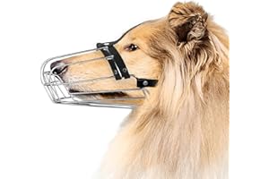 BRONZEDOG Dog Muzzle Wire Basket Metal Mask for Medium Large Dogs (Size 8: Greyhound & Collie)