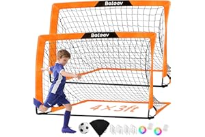 ‎BELEEV BELEEV Fussballtore für Garten Kinder 4x3/6x4 ft, Hochwertigen Portables Faltbar Fußballtor Kinder Set mit LED Lichtern, Glasfaserstangen, Transporttasche, für Indoor Outdoor Sport Training Geschenke