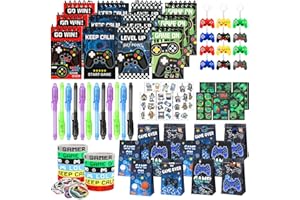 ARIEL-GXR 122 PCS Video Game Party Bag Fillers, Gaming Party Favours, Boys Party Bags with Gift Bags Silicone Bracelet Keychain Mini Notebook and Glow Temporary Tattoos, Goodie Bag Fillers for Kids