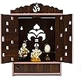 Natvar creation Wooden Wall Hanging Temple for Home and Shop ,Office and Home showpiece Temple with Acrylic Design. (Dark Brown)