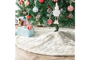 Deggodech 90cm Weihnachtsbaum Röcke Weißer Weihnachtsbaum Rock Weiß Plüsch Rund Weihnachtsbaumdecke Fell Christbaumständer Teppich für Weihnachtsfeiertag Dekorationen (Gold, 90cm/35zoll)