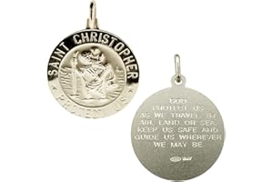 CHRISTOPHER JAMES OF LONDON 925 Sterling Silver Large Mens 24mm 3D St Christopher Medal Pendant With Travellers Prayer & Optional Curb Chain In Gift Box (16" to 40")