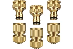 GENERIC 6 Pièces Connecteur de Tuyau D'arrosage, Connecteur de Robinet de Jardin en Laiton Massif, Connecteur de Robinet 2 en 1, Raccords de Tuyau D'arrosage à Connexion Rapide, Adaptateur de Robinet