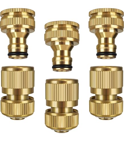 Sdoppiatore Rubinetto Da Giardino In Ottone Massiccio – 4 Uscite 3/4″ – Maniglie Lunghe In Alluminio – Connettore Multifunzione Con Adattatore 1/2″ - 3