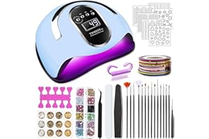 TWBEST 168W Lampada per Unghie,Fornetto Unghie con 4 Timer-10/30/60/99s,Lampada Unghie UV LED con Sensore LCD,Lampada UV LED Piastra Base Portatile e Rimovibile,Casa e Salone