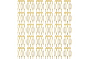 Cinaci 30pcs Small Plain Blank DIY Craft Gold Metal Hair Side Combs Slides with 5 Teeth Wedding Bridal Veil Combs Headpieces French Twist Bun Hair Clips for Women Flower Girls Brides (Gold-30 Pack)