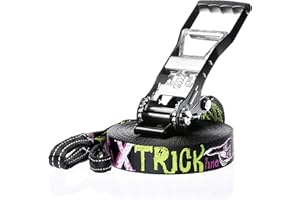 SPIDER SLACKLINE TKS03 - Slackline Kit Trick Line - Protection d'arbre, Tendeur XL à Poignée Ergonomique, Sac de Rangement - Slackliners Dèbutant, Intermédiaire et Expert - Sangle Longueur 25 m