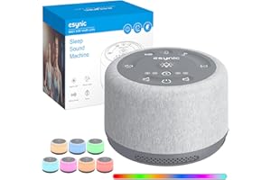 eSynic Machine à Bruit Blanc avec 30 Sons Apaisants pour Sommeil Bruit Blanc Bebe Adulte Veilleuse à 6 Modes 7 Couleurs Réglables White Noise Machine Fonction Minuterie Mémoire d'Enregistrement