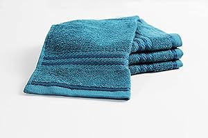 Bentley Priory Linens Supreme Face Flannels for Bathroom 500GSM Super Soft Combed Cotton Pack of 4 Absorbent and Quick Dry Face Cloth Flannel Towels Set 30 x 30cm (PEACOCK)