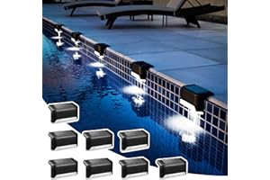 Solpex Juego de 8 luces solares impermeables para vallas, escaleras exteriores, escaleras, vallas, patios, patios y caminos (negro, blanco)