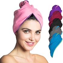 SPOKKI 4 Turbanti Asciugamano Per Capelli In Microfibra – Stampa Fumetti, Con Bottone – Frutta - 2