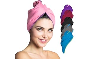 ‎FIT-FLIP Fit-Flip Microfibre Hair Turban Set – 2 Pieces, Absorbent and Quick-Drying – Special Turban Towel and Hair Towel (Pink-Purple)