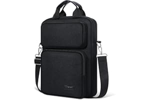 MoKo Sacoche pour Tablette 13 Pouces Compatible iPad Air M3 13, iPad Pro 12,9/11, Galaxy Tab S9+ 12,4, Surface Pro 12,3, avec Poignée, Bandoulière Amovible et 3 Compartiments de Rangement, Noir