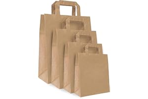 Packy - Sacchetti Carta con Manici Kraft Marrone - Modelli Piccoli o Grandi - Buste Carta con Manico - Borse Shopper Kraft - 45x47x17cm (36 Litri) - Lotto di 25