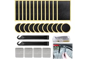 MDLSDE 30 Pezzi Kit di Toppe Riparazione Camera d'Aria, Riparazione Autoadesivo per Bici Glueless di forature Toppe Autoadesive con Lima in Metallo Leve Smontagomme per Mountain Bike e Bici da Strada