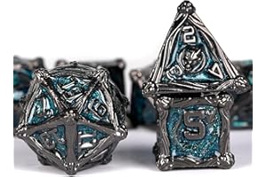 HKDZ Dnd Dice 7Pcs Set Black Nickel Blue, Polyhedral Rpg Dnd Dice, D&d Dice For Role Playing Table Game Dungeons And Dragons Dice Mtg Pathfinder D&d Dice Set