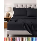 Utopia Bedding 4-Piece Sheet Set, 135 x 190 cm, Black | Fitted Sheet, Flat Sheet and 2 Pillowcases 50 x 75 cm &ndash; 135 cm Bed &ndash;