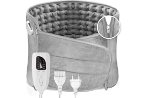Värmekudde, AOROY 125 x 30 cm elektrisk värmedyna med automatisk avstängning och överhettningsskydd, 6 temperaturnivåer 4 tidsinställning, för nackstöd