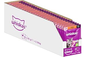 Whiskas Junior kattmat fjäderfä i sås, 28 x 85 g (1 förpackning) – högkvalitativt våtfoder för unga katter från 2 till 12 månader i 28 portionspåsar