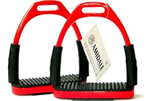 Amidale Flexi Safety Stirrups Horse Riding Bendy Irons S. Steel Red 4.75