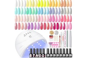 COSCELIA Esmalte de Uñas En Gel de 20 Colores Set con Lampara Blanco Desnudo Rosa Verde Kit Uñas Semipermanentes con Base Top Mate Top Coat Kit Manicura Semipermanente