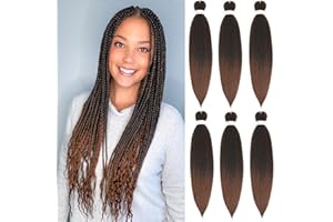 BLTYXT Pre stretched Braiding Hair 26'' Easy Braid 6 Packs Professional Itch Free Synthetic Fiber EZ Braids Yaki Texture Knotless Braiding Hair Extensions (T1B-30)
