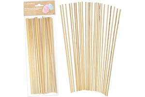 ScrapCooking - 25 Bâtonnets pour Barbes à Papa - Bâtons Alimentaires en Bois 28 cm - Aptes au Contact Alimentaire - Pour Machine Barbe à Papa - Sucettes & Pâtisseries - Fabriqués en France - 5187