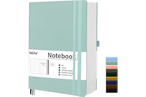 Mlife B5 Cuaderno Rayado Engrosado, 360 Páginas Y 100 G/M² De Papel Resistente A La Tinta, Cuadernos Con Bolsillo Plegable Para La Oficina, La Escuela, El Hogar, La Escritura Y Notas (Azul Verde)
