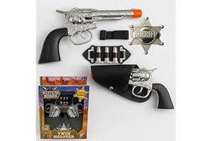 FNA FASHIONS Ultimate Cowboy Sheriff Role Play Set for Kids – Complete with Twin Toy Guns, Holster Belt, Bullets & Sheriff Badge – Perfect 10-Piece Costume Playset for Kids!
