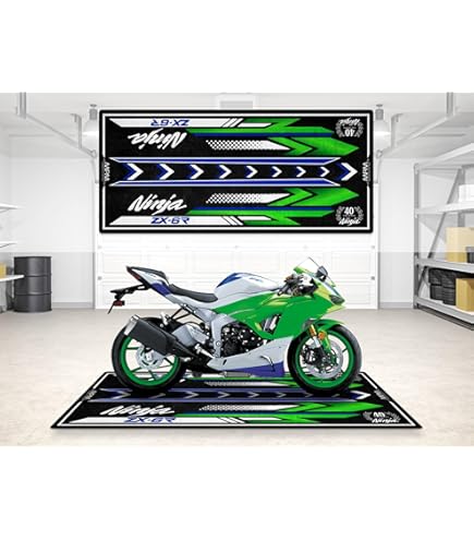 Wibeart Motorradmatte Für Kawasaki ZX-4RR - Waschbare Garage Matte 260x120cm