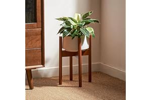 Bamworld Support pour plantes d'intérieur moderne en bambou, largeur réglable de 20,3 à 30,5 cm (pot et plante non inclus) (marron clair)