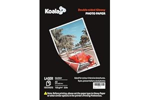 KOALA Double Sided Glossy Laser Photo Paper A3, 130gsm, 100 Sheets. Suitable for Laser Printer, for Printing Photos, Brochures, Covers, Certificates, Booklets, Flyers, Leaflets, Cards, Calendars