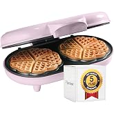 Bestron Heart Shaped Waffle Maker, Retro Double Waffle Maker for Two Waffles with Non-Stick Coating, Sweet Dreams Collection,
