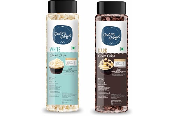 Pantry Perfect Dark and White Choco Chips - Pack of 2 (Each 120g) I For Cake, Cookies, Cup Cake, Desserts, Ice Cream, Milkshake I Baking Decoration, Topping