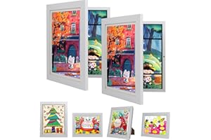 WESELLCAN 2Pack Kids Artwork Display Frame - 25.4x31.8 cm Kids Art Frame, Front opening A4 Picture Frame,for Photo,Children's Drawing,Certificate,With Storage(White)