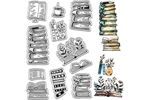 CRASPIRE Sellos Transparentes de Silicona Reutilizables con Forma de Libro, para Hacer Tarjetas, Diarios, Álbumes de Recortes, Fotos, Hojas Decorativas