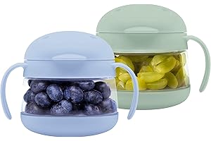 Ubbi Tweat No Spill Snack Container for Kids, BPA-Free Tritan, Toddler Snack Container, Sage & Blue