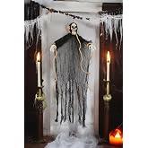 Cadılar Bayramı Kuru Kafa İskelet Fig&uuml;rl&uuml; Asılabilir Halloween Parti Dekoru Siyah 75 cm