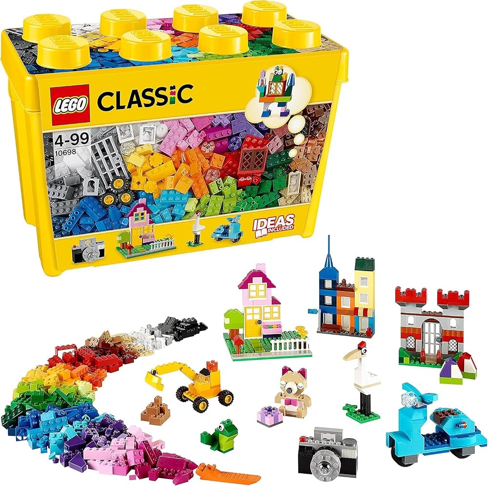 LEGO Classic Büyük Boy Yaratıcı Parçalar Yapım Kutusu 10698 | 4 Yaş ve Üzeri Çocuklar için 2 Yeşil Taban Plakası ve 6 Lastik İçeren Oyuncak Yapım Seti, Hediye Fikri (790 Parça)