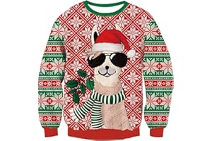 RAISEVERN Brzydki świąteczny sweter z długim rękawem unisex, zabawny, z Mikołaje, dzianinowy, dla mężczyzn i kobiet